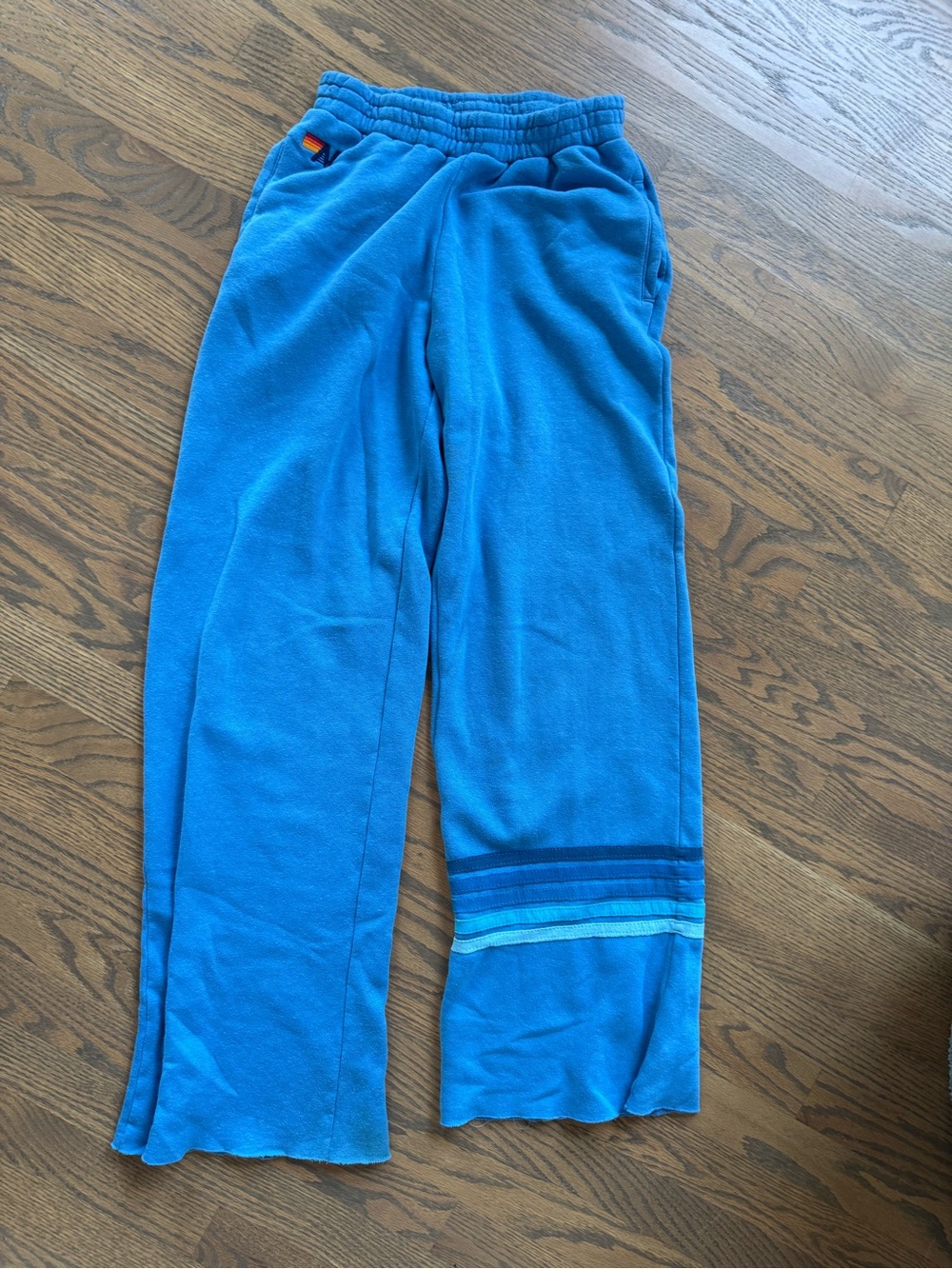 Aviator Nation Kids Bright Blue Fleece Joggers with Stripe Hem